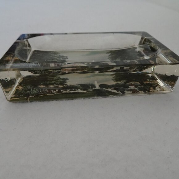 Vintage Paperweight Ashtray Trinket Dish Glass Picture of National Mall DC - Picture 9 of 10